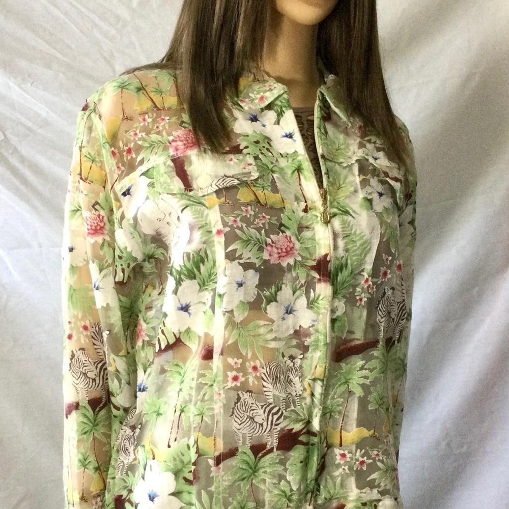 SEMI SHEER SAFARI FLORAL BLOUSE